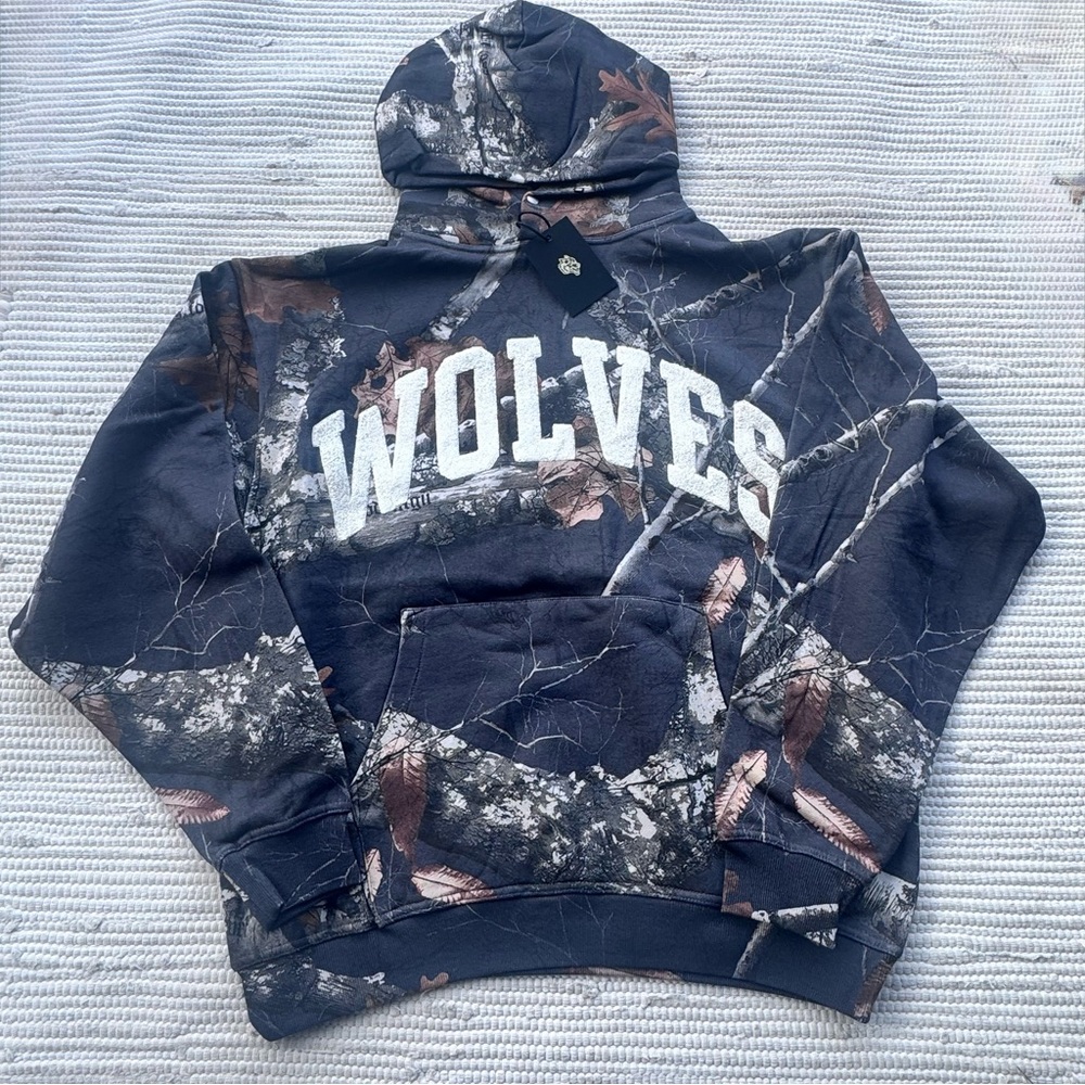 Darc Sport Wolves Camo Hoodie Large Mens Streetwear Graphic Pullover